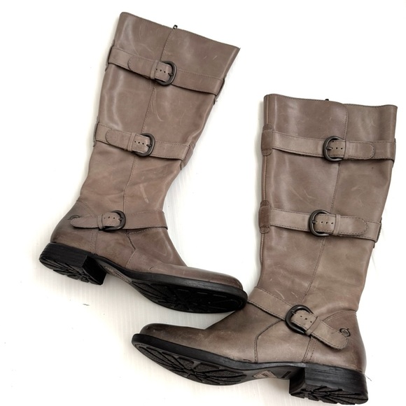 Born Umbra tall riding moto boots Women's Taupe Heeled Boots size 7 - Picture 1 of 7